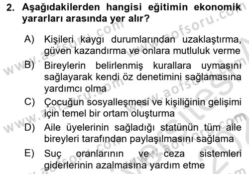 Eğitim Bilimine Giriş Dersi 2023 - 2024 Yılı (Vize) Ara Sınav Soruları 2. Soru