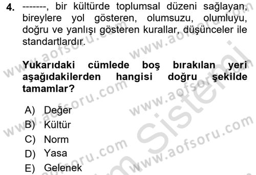 Eğitim Bilimine Giriş Dersi 2023 - 2024 Yılı (Vize) Ara Sınav Soruları 4. Soru
