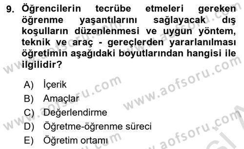 Eğitim Bilimine Giriş Dersi 2023 - 2024 Yılı (Vize) Ara Sınav Soruları 9. Soru