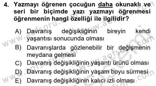 Eğitim Bilimine Giriş Dersi 2023 - 2024 Yılı (Final) Dönem Sonu Sınav Soruları 4. Soru