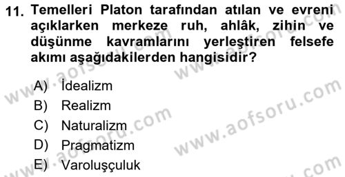Eğitim Bilimine Giriş Dersi 2023 - 2024 Yılı Yaz Okulu Sınav Soruları 11. Soru