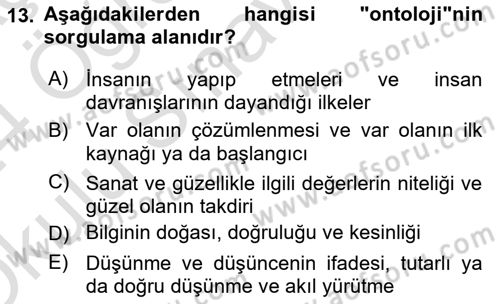 Eğitim Bilimine Giriş Dersi 2023 - 2024 Yılı Yaz Okulu Sınav Soruları 13. Soru