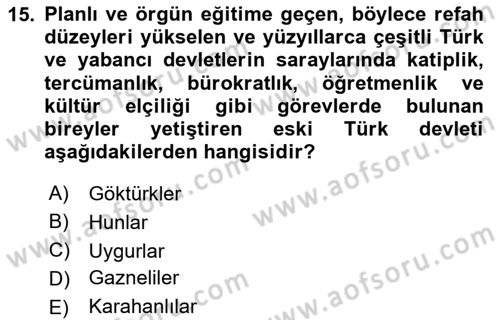 Eğitim Bilimine Giriş Dersi 2023 - 2024 Yılı Yaz Okulu Sınav Soruları 15. Soru