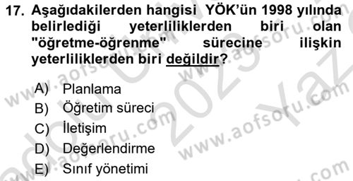 Eğitim Bilimine Giriş Dersi 2023 - 2024 Yılı Yaz Okulu Sınav Soruları 17. Soru