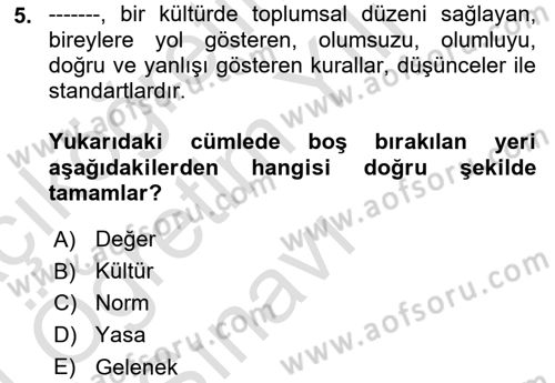 Eğitim Bilimine Giriş Dersi 2023 - 2024 Yılı Yaz Okulu Sınav Soruları 5. Soru