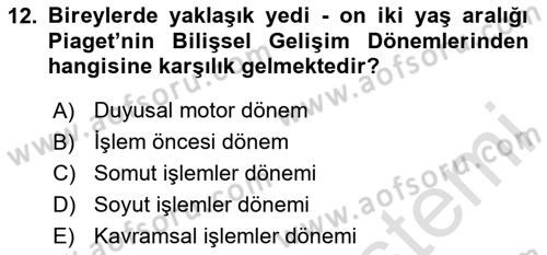 Eğitim Bilimine Giriş Dersi 2024 - 2025 Yılı (Vize) Ara Sınav Soruları 12. Soru