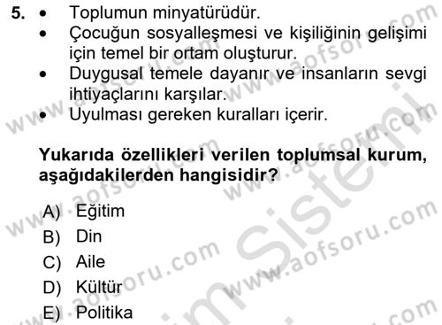 Eğitim Bilimine Giriş Dersi 2024 - 2025 Yılı (Vize) Ara Sınav Soruları 5. Soru