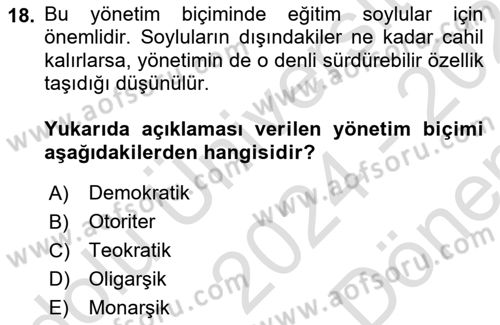 Eğitim Bilimine Giriş Dersi 2024 - 2025 Yılı (Final) Dönem Sonu Sınav Soruları 18. Soru