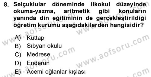 Eğitim Bilimine Giriş Dersi 2024 - 2025 Yılı (Final) Dönem Sonu Sınav Soruları 8. Soru