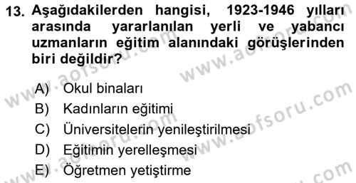 Eğitim Bilimine Giriş Dersi 2024 - 2025 Yılı Yaz Okulu Sınav Soruları 13. Soru
