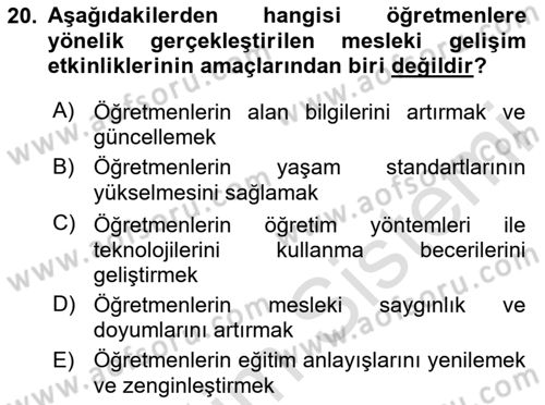 Eğitim Bilimine Giriş Dersi 2024 - 2025 Yılı Yaz Okulu Sınav Soruları 20. Soru