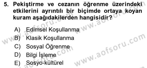 Eğitim Bilimine Giriş Dersi 2024 - 2025 Yılı Yaz Okulu Sınav Soruları 5. Soru