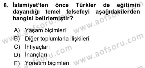 Eğitim Bilimine Giriş Dersi 2024 - 2025 Yılı Yaz Okulu Sınav Soruları 8. Soru