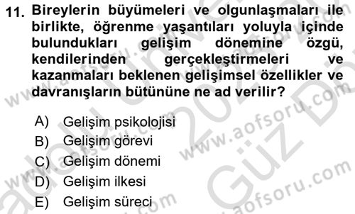 Eğitim Bilimine Giriş Dersi 2025 - 2026 Yılı (Vize) Ara Sınav Soruları 11. Soru