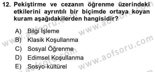 Eğitim Bilimine Giriş Dersi 2025 - 2026 Yılı (Vize) Ara Sınav Soruları 12. Soru