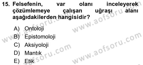 Eğitim Bilimine Giriş Dersi 2025 - 2026 Yılı (Vize) Ara Sınav Soruları 15. Soru