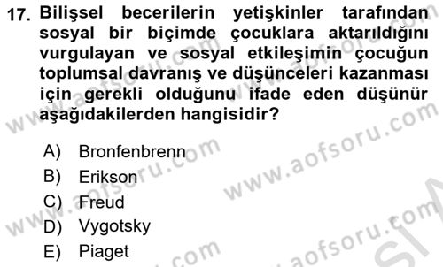 Eğitim Bilimine Giriş Dersi 2025 - 2026 Yılı (Vize) Ara Sınav Soruları 17. Soru