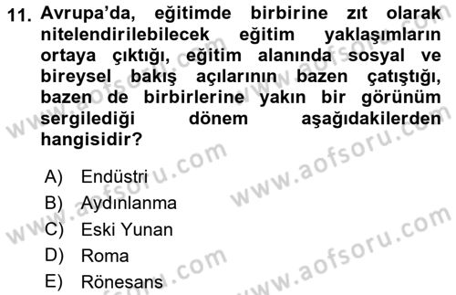Eğitim Bilimine Giriş Dersi 2025 - 2026 Yılı (Final) Dönem Sonu Sınav Soruları 11. Soru