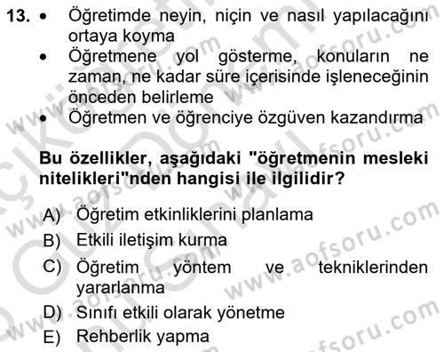 Eğitim Bilimine Giriş Dersi 2025 - 2026 Yılı (Final) Dönem Sonu Sınav Soruları 13. Soru