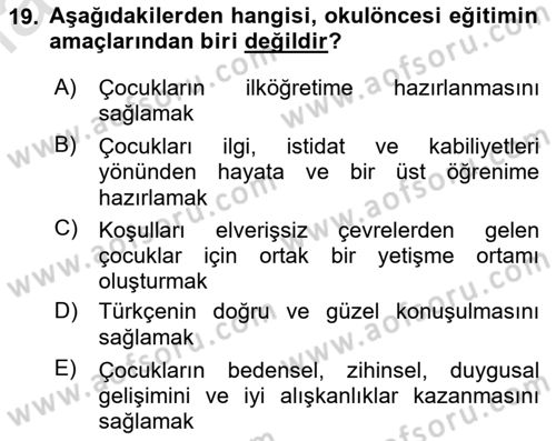 Eğitim Bilimine Giriş Dersi 2025 - 2026 Yılı (Final) Dönem Sonu Sınav Soruları 19. Soru