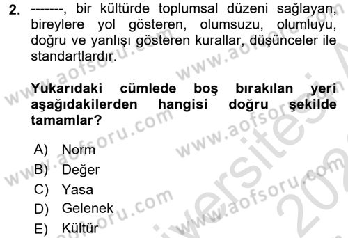 Eğitim Bilimine Giriş Dersi 2025 - 2026 Yılı (Final) Dönem Sonu Sınav Soruları 2. Soru