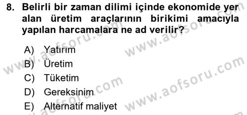 Eğitim Bilimine Giriş Dersi 2025 - 2026 Yılı (Final) Dönem Sonu Sınav Soruları 8. Soru
