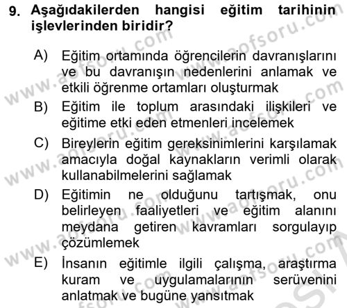 Eğitim Bilimine Giriş Dersi 2025 - 2026 Yılı (Final) Dönem Sonu Sınav Soruları 9. Soru