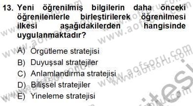 Öğretim İlke Ve Yöntemleri Dersi Ara Sınavı Deneme Sınav Soruları 13. Soru