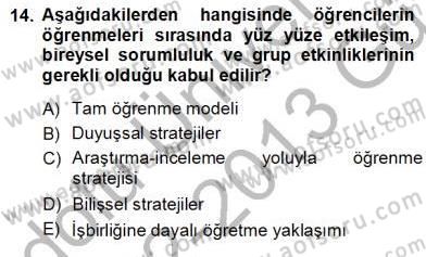 Öğretim İlke Ve Yöntemleri Dersi Ara Sınavı Deneme Sınav Soruları 14. Soru