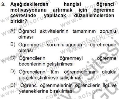 Öğretim İlke Ve Yöntemleri Dersi Ara Sınavı Deneme Sınav Soruları 3. Soru