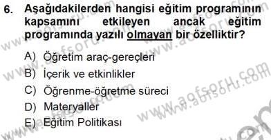 Öğretim İlke Ve Yöntemleri Dersi Ara Sınavı Deneme Sınav Soruları 6. Soru