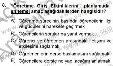 Öğretim İlke Ve Yöntemleri Dersi Ara Sınavı Deneme Sınav Soruları 8. Soru