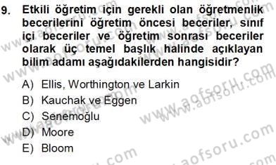 Öğretim İlke Ve Yöntemleri Dersi Ara Sınavı Deneme Sınav Soruları 9. Soru
