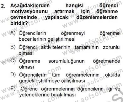 Öğretim İlke Ve Yöntemleri Dersi Ara Sınavı Deneme Sınav Soruları 2. Soru