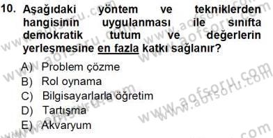 Öğretim İlke Ve Yöntemleri Dersi 2013 - 2014 Yılı Tek Ders Sınav Soruları 10. Soru