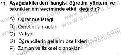 Öğretim İlke Ve Yöntemleri Dersi 2013 - 2014 Yılı Tek Ders Sınav Soruları 11. Soru