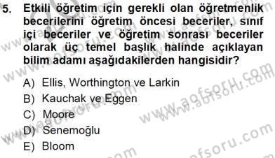 Öğretim İlke Ve Yöntemleri Dersi 2013 - 2014 Yılı Tek Ders Sınav Soruları 5. Soru