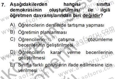 Öğretim İlke Ve Yöntemleri Dersi Ara Sınavı Deneme Sınav Soruları 7. Soru