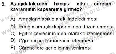 Öğretim İlke Ve Yöntemleri Dersi Ara Sınavı Deneme Sınav Soruları 9. Soru