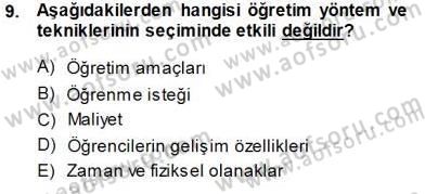 Öğretim İlke Ve Yöntemleri Dersi 2014 - 2015 Yılı (Final) Dönem Sonu Sınav Soruları 9. Soru
