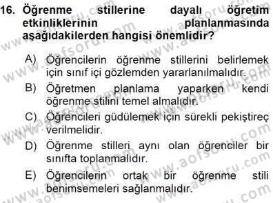Öğretim İlke Ve Yöntemleri Dersi Ara Sınavı Deneme Sınav Soruları 16. Soru