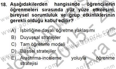 Öğretim İlke Ve Yöntemleri Dersi Ara Sınavı Deneme Sınav Soruları 18. Soru