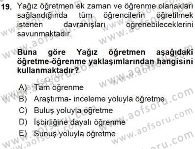 Öğretim İlke Ve Yöntemleri Dersi Ara Sınavı Deneme Sınav Soruları 19. Soru