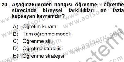Öğretim İlke Ve Yöntemleri Dersi Ara Sınavı Deneme Sınav Soruları 20. Soru