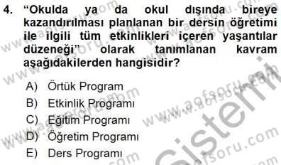 Öğretim İlke Ve Yöntemleri Dersi Ara Sınavı Deneme Sınav Soruları 4. Soru