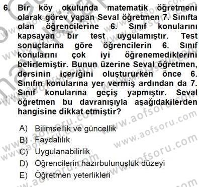 Öğretim İlke Ve Yöntemleri Dersi Ara Sınavı Deneme Sınav Soruları 6. Soru