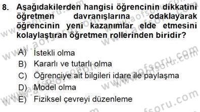 Öğretim İlke Ve Yöntemleri Dersi Ara Sınavı Deneme Sınav Soruları 8. Soru