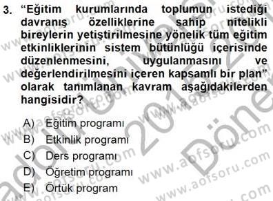 Öğretim İlke Ve Yöntemleri Dersi 2015 - 2016 Yılı (Final) Dönem Sonu Sınav Soruları 3. Soru