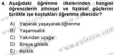 Öğretim İlke Ve Yöntemleri Dersi 2015 - 2016 Yılı (Final) Dönem Sonu Sınav Soruları 4. Soru