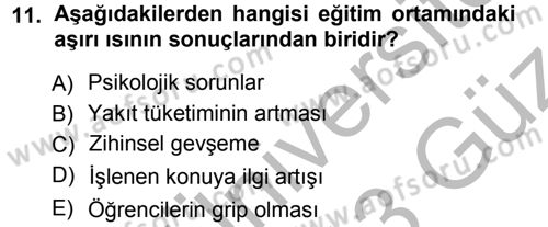 Sınıf Yönetimi Dersi 2012 - 2013 Yılı (Vize) Ara Sınav Soruları 11. Soru